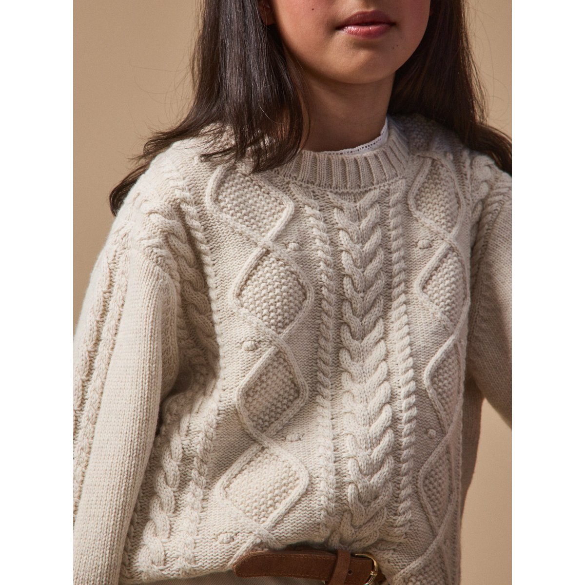 Pull torsadé avec laine ecru chine, CYRILLUS