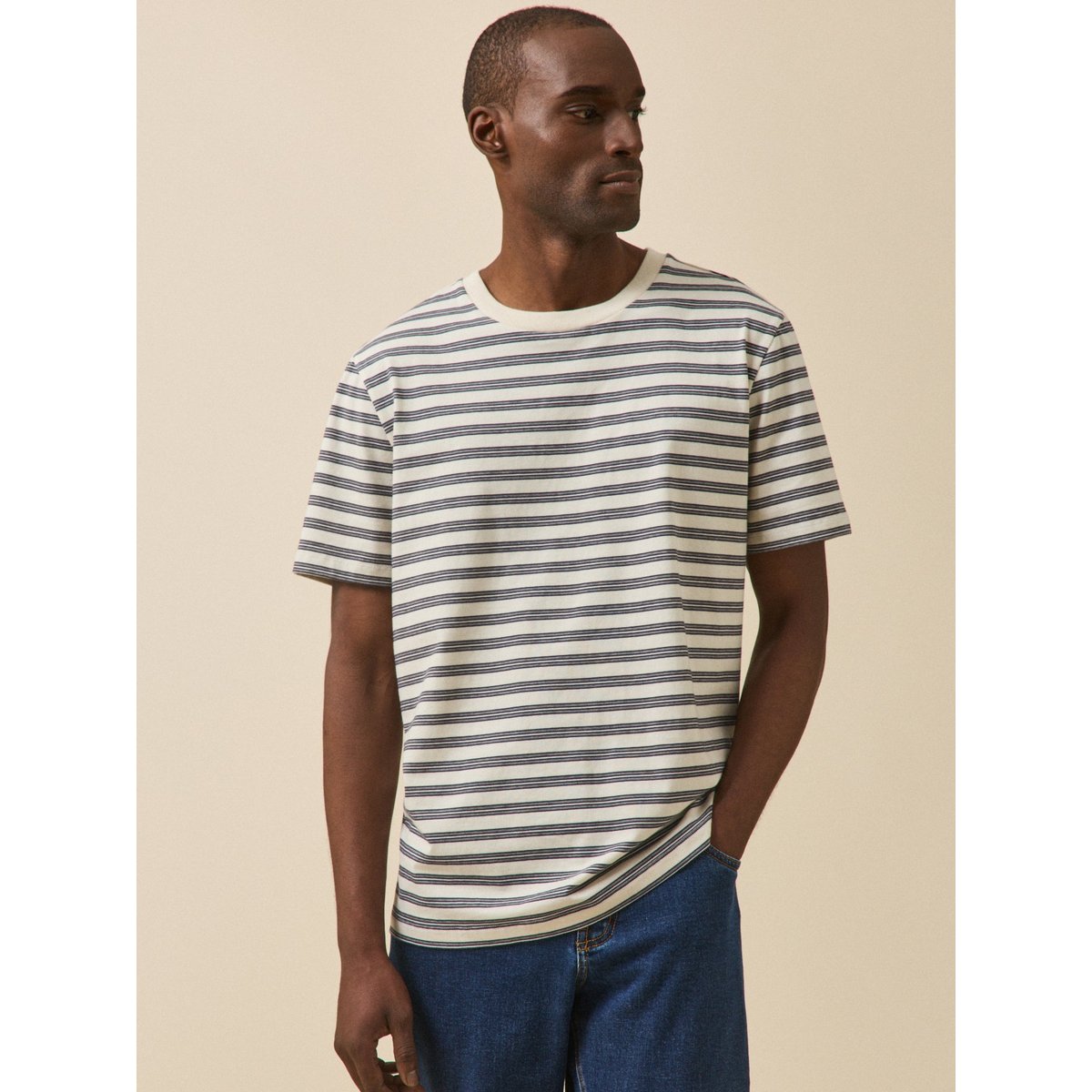 T-shirt rayé  coton biologique rayure marine, CYRILLUS