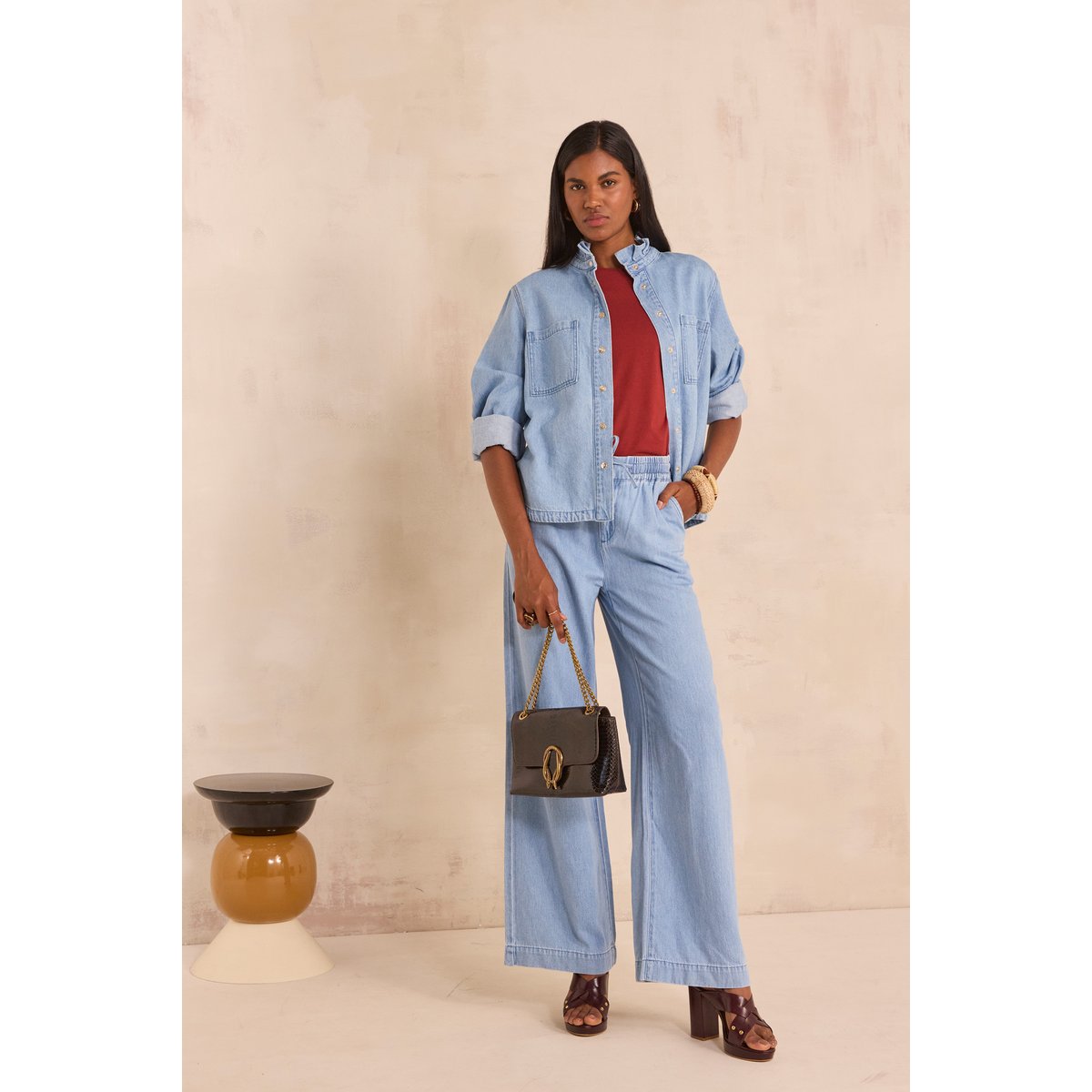 Jean large en coton SIMON pure bleached, Maison 123