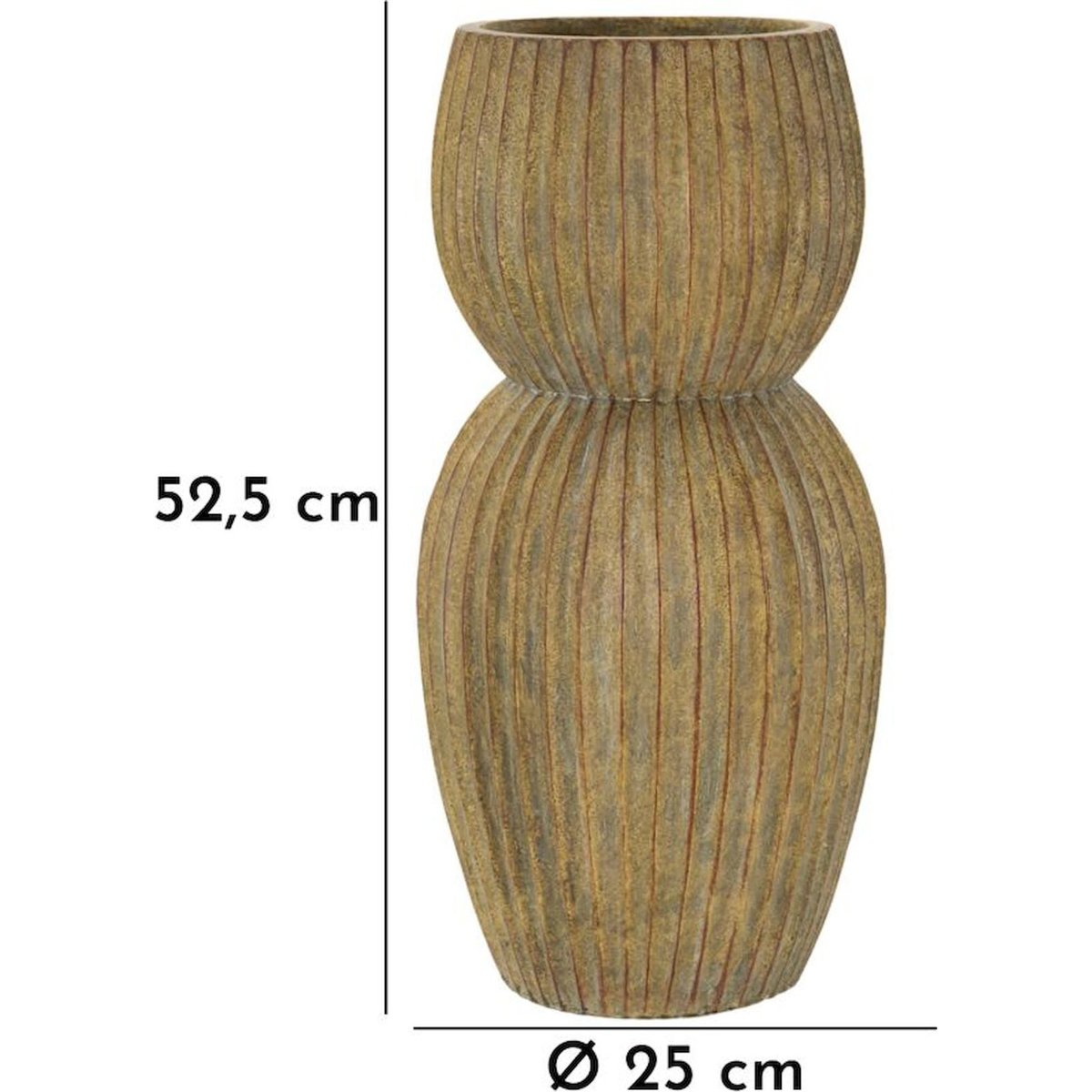 Vase sculptural au relief côtelé MODERN vert patiné, RECOLLECTION