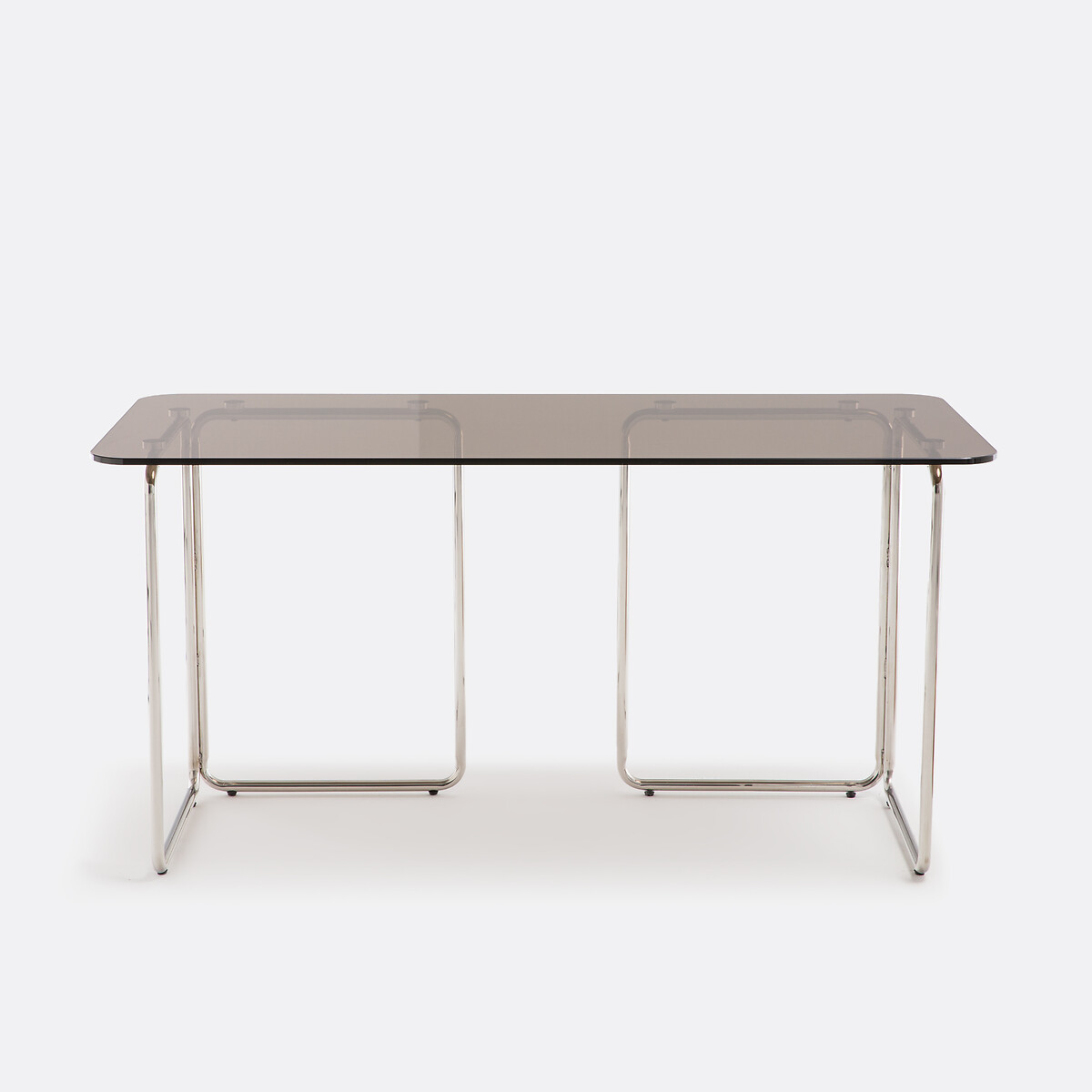 Bureau en verre et acier chromé, Socer verre fumé, LA REDOUTE INTERIEURS