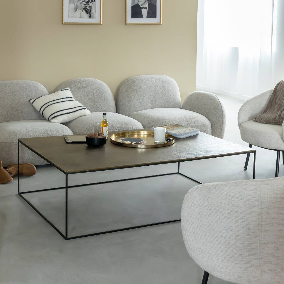 Table basse en aluminium VICTORIA noir, MADE IN MEUBLES