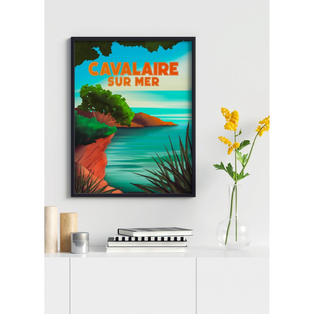 Affiche ville Cavalaire-sur-Mer blanc, L'AFFICHERIE