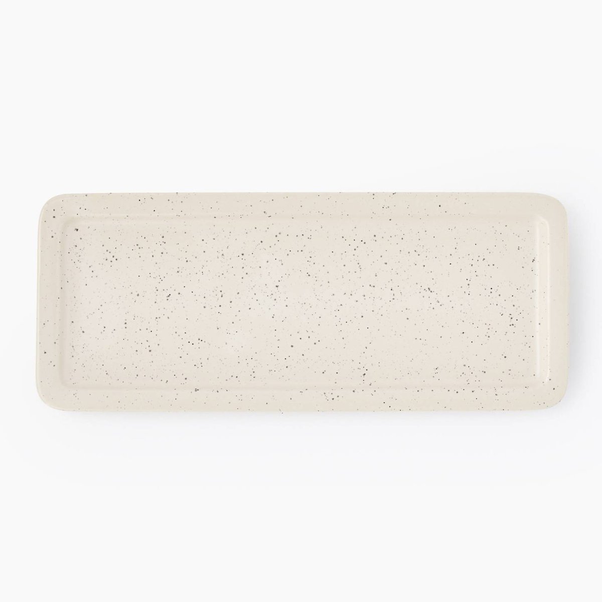 Plat rectangulaire finition mouchetée, 30cm off white, MONOPRIX