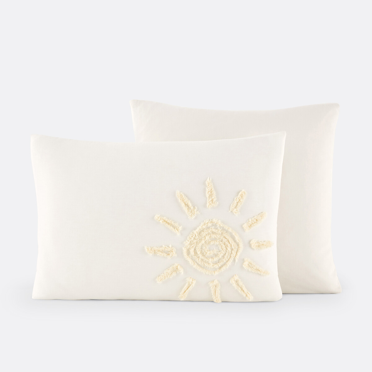 Taie d'oreiller en coton tufté, Melenaos blanc/jaune, LA REDOUTE INTERIEURS