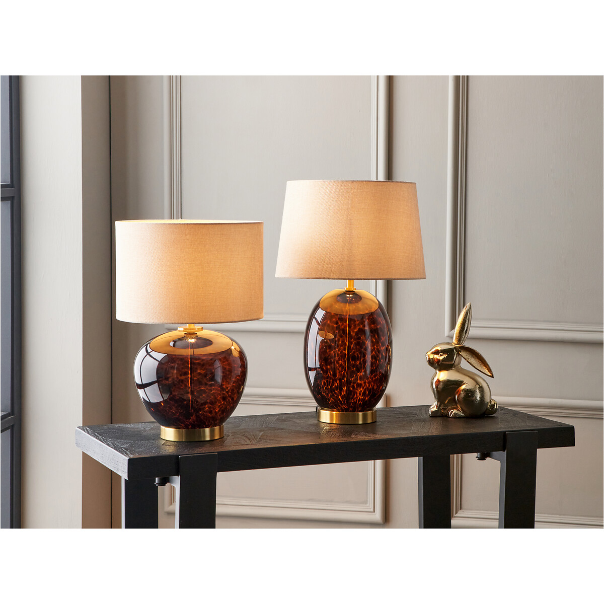 Lucille Tall Tortoiseshell Glass Table Lamp tortoiseshell, SO'HOME
