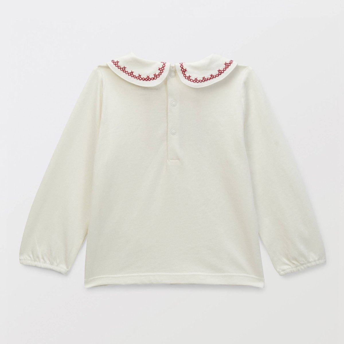 T-shirt manches longues col claudine uni en coton BIO GOTS ecru, BOUT'CHOU