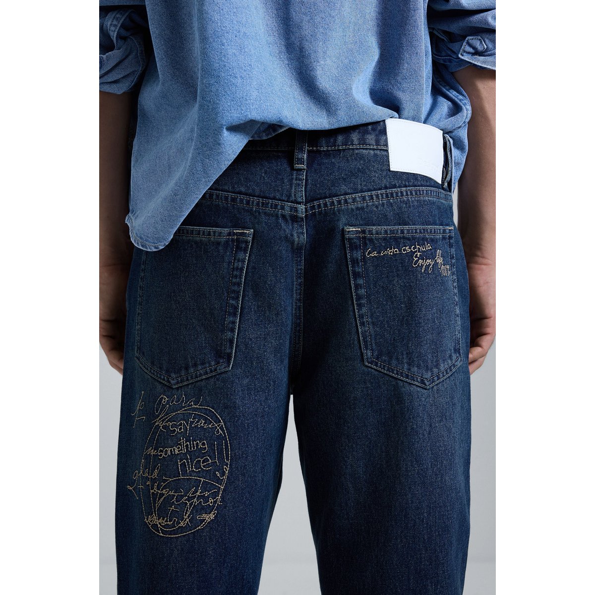 pantalon jean long uni bleu, DESIGUAL