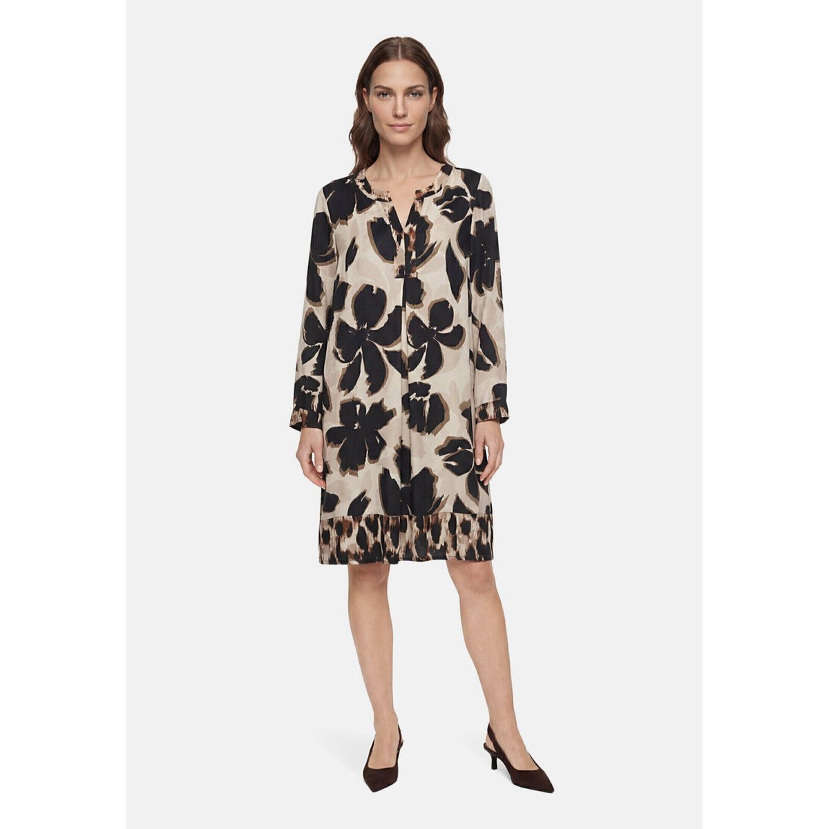 Robe tunique à manches longues beige/noir, BETTY BARCLAY