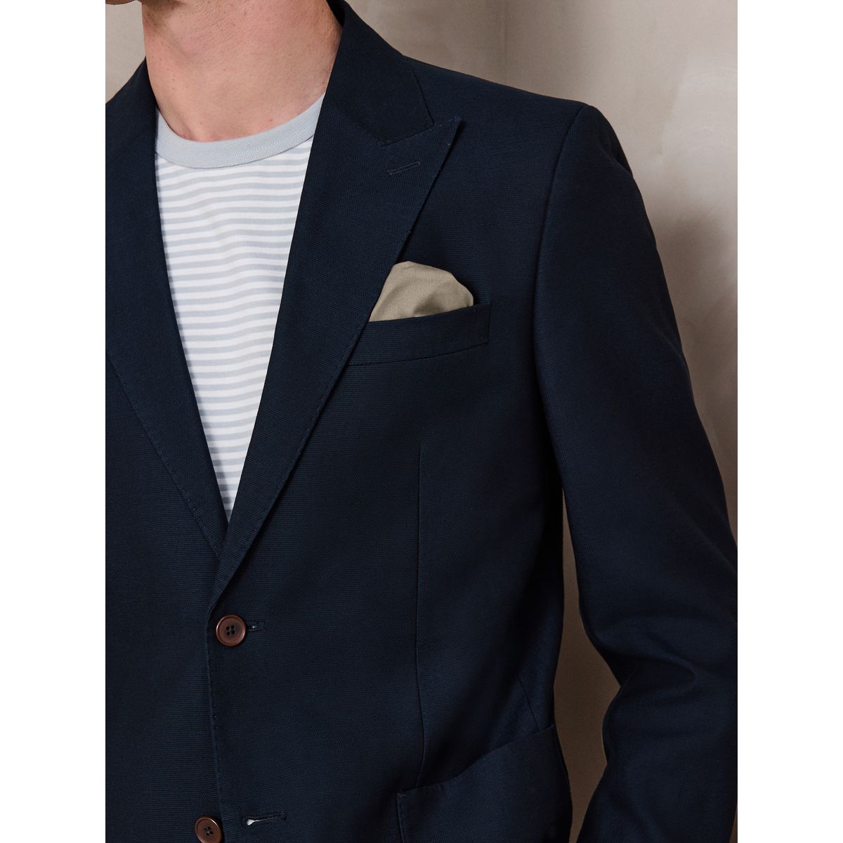 Blazer texturé en lyocell tencel™ et lin bleu marine, NEXT