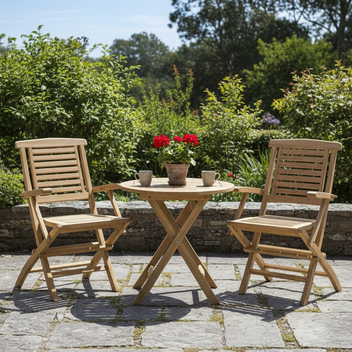 Fauteuils de jardin pliantes en teck massif (lot de 2) - BARBADE naturel, TECK ATTITUDE