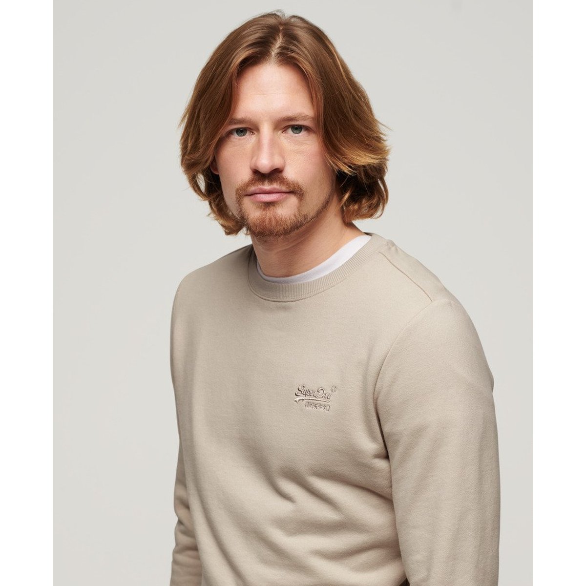 Sweat ras du cou à logo Essential beige taupe clair, SUPERDRY