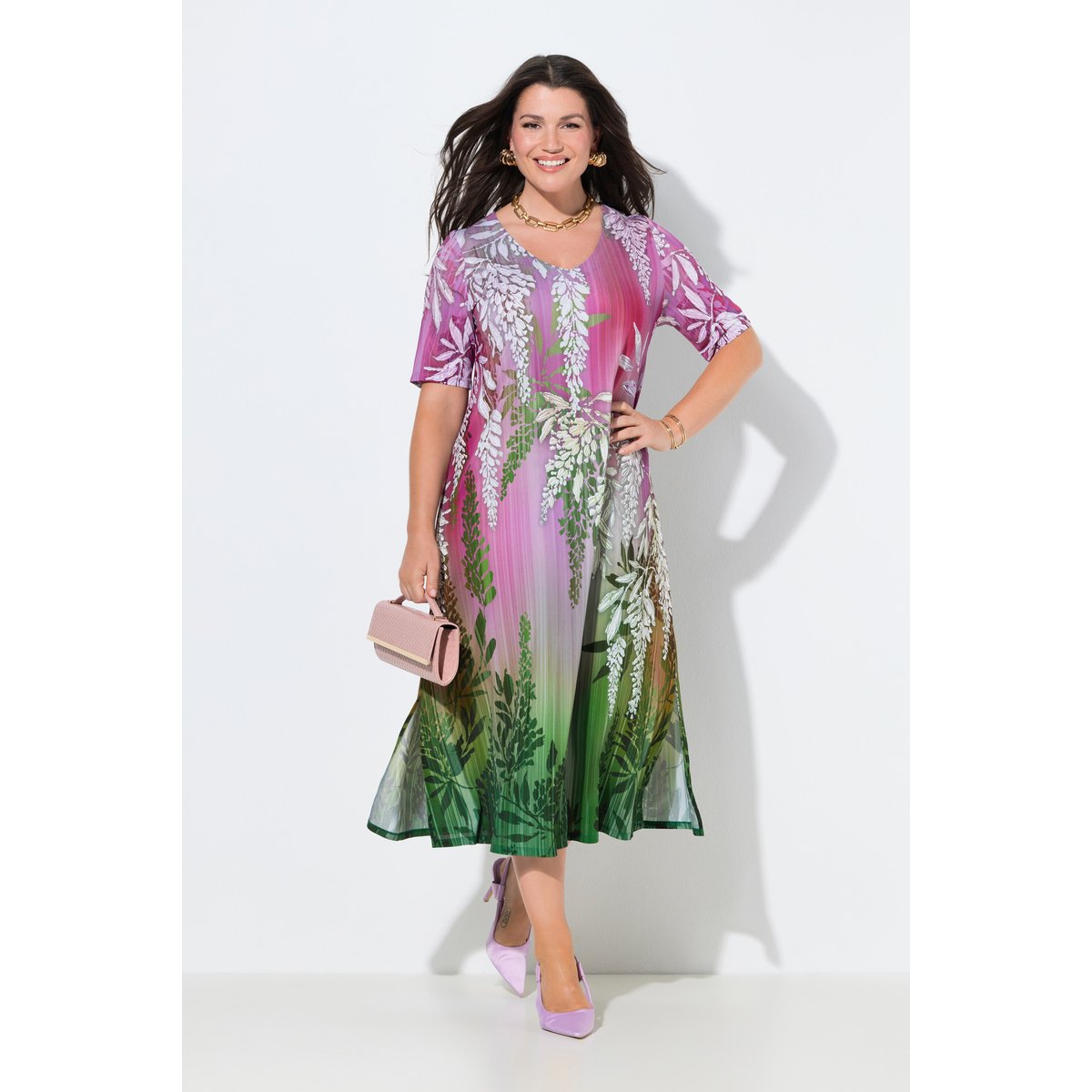 Robe en piqué au tombé fluide magenta, ULLA POPKEN