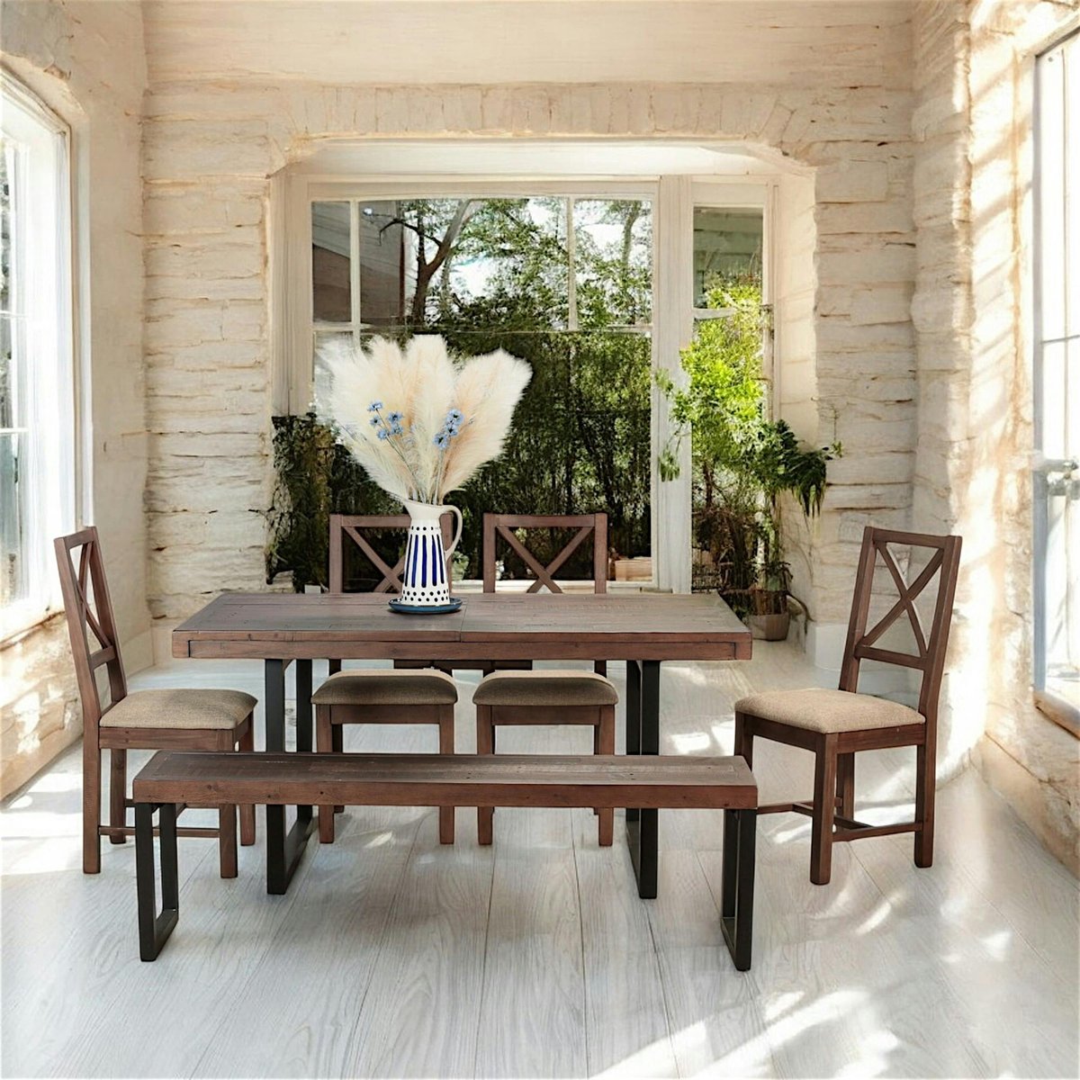 Banc bois brun recyclé 155cm SAMOA bois naturel, PIER IMPORT
