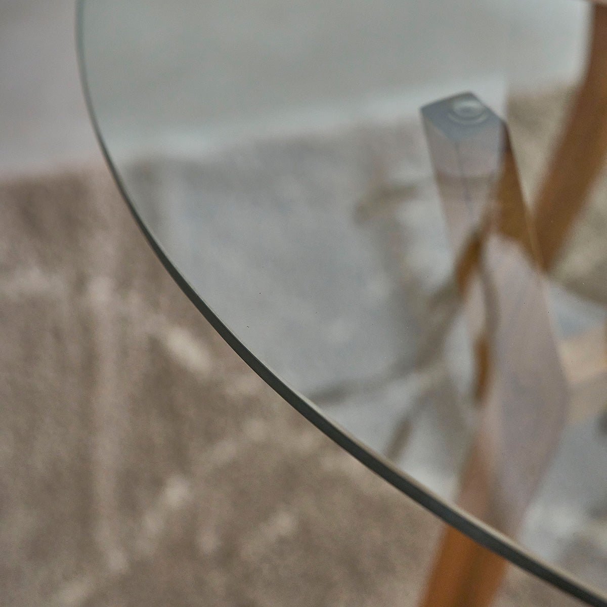 Table en teck massif et verre 4 pers. TRISTAN naturel, BERAH GETAH