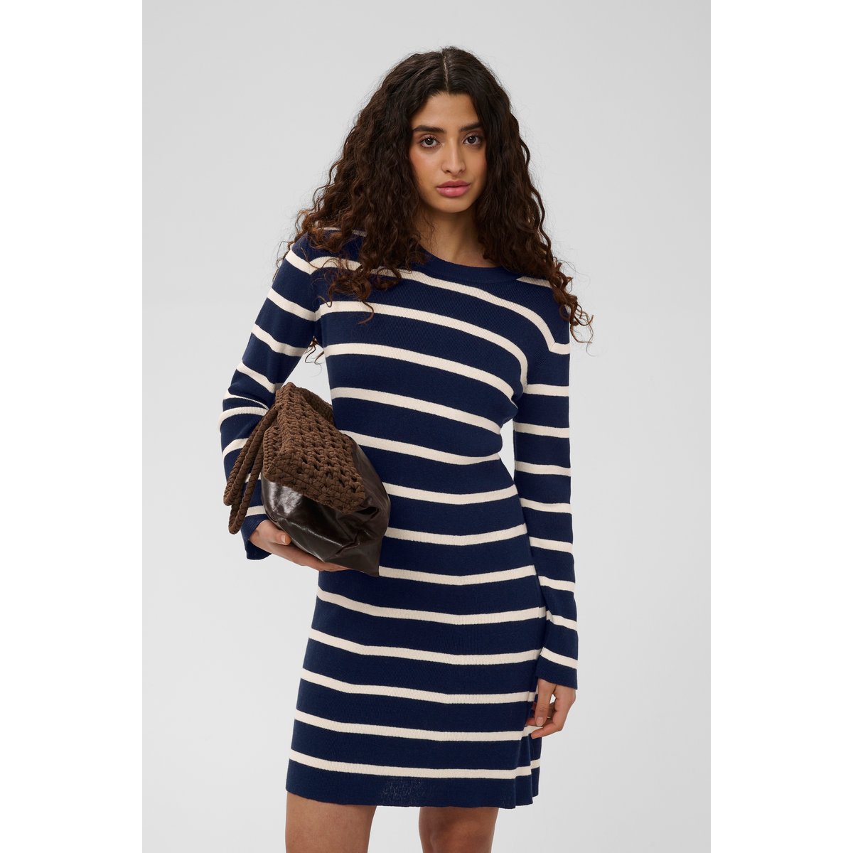 Robe bleu navy w turtledove stripe, SOAKED IN LUXURY