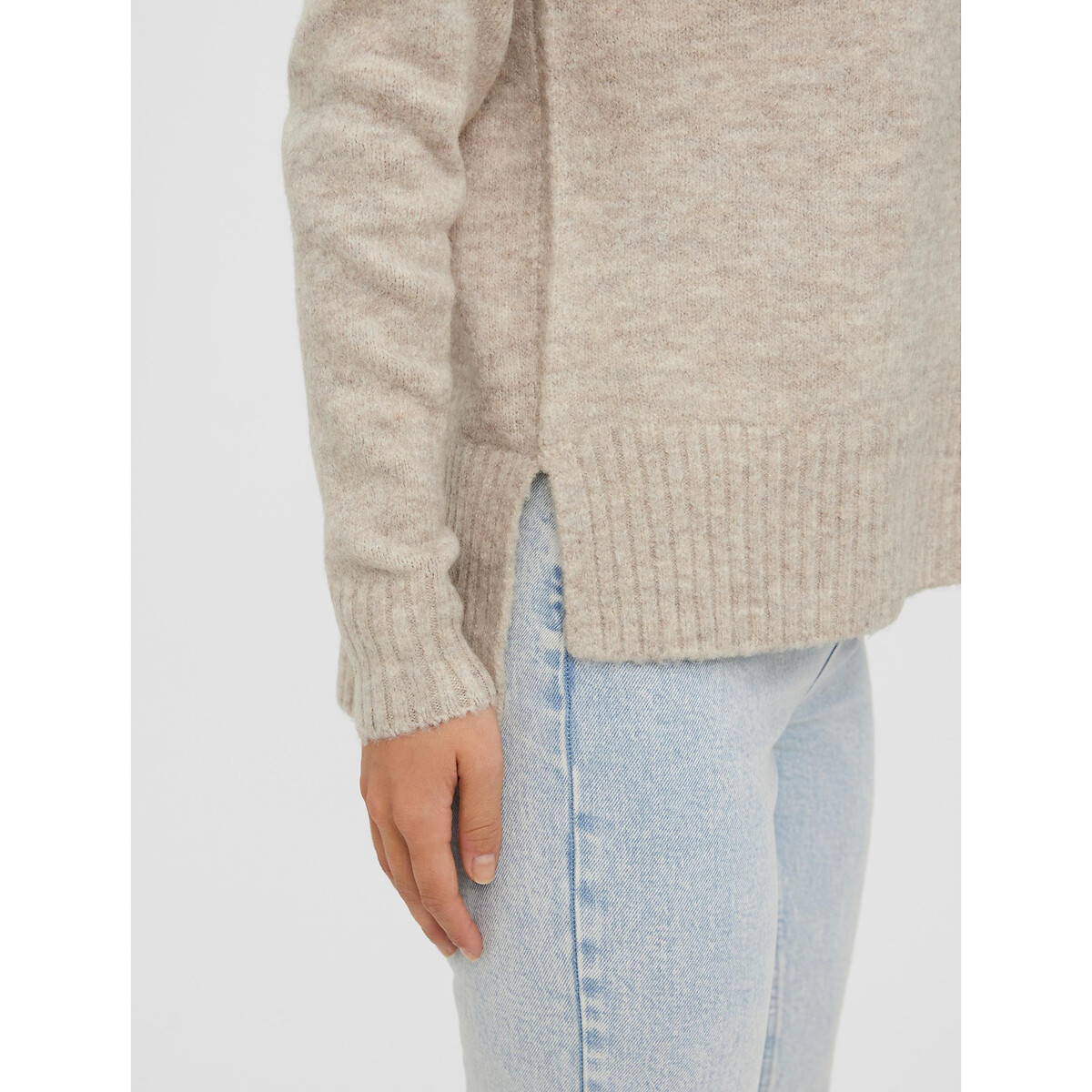 Pull oversized, col montant beige clair, VERO MODA