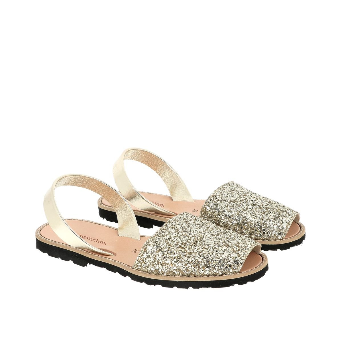 Sandales pailletées plates AVARCA PAILLETTES doré, MINORQUINES