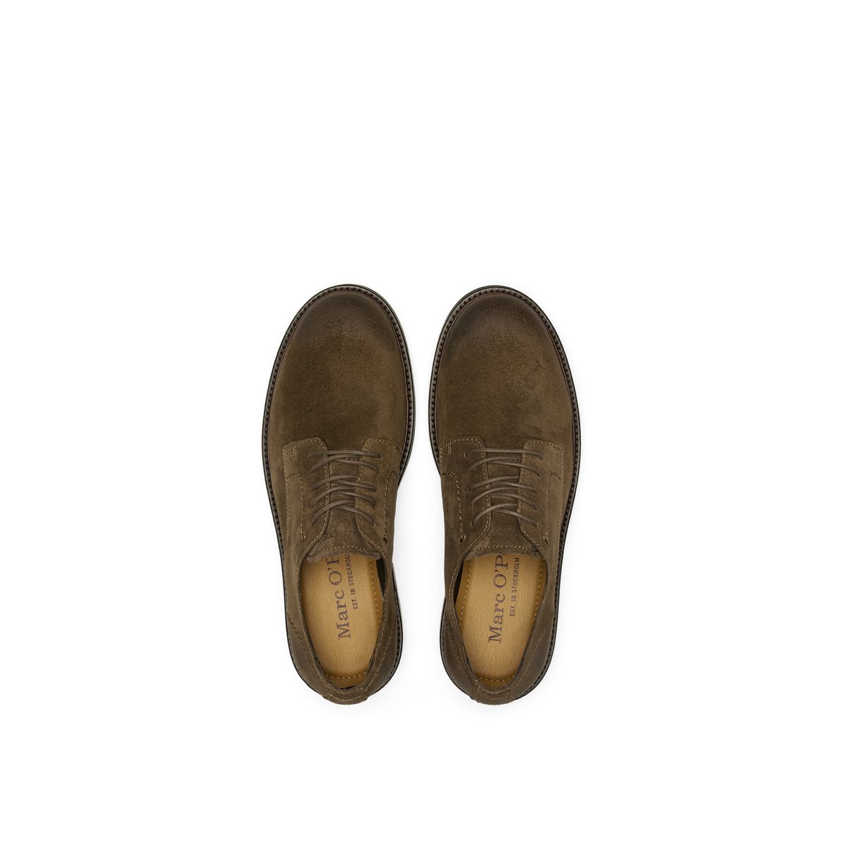 Chaussures à lacets, modèle Rony en cuir velours huilé marron, MARC O'POLO