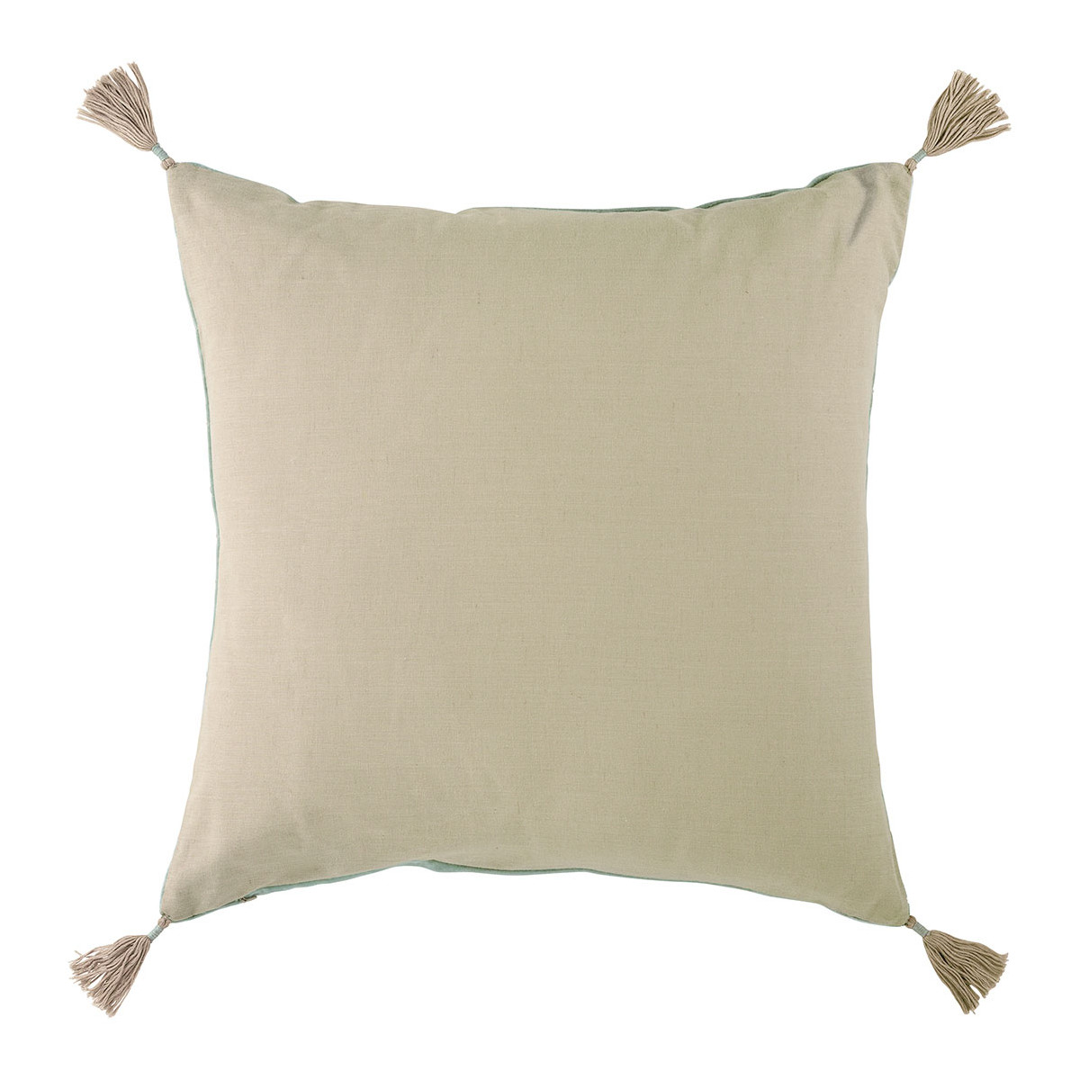 Housse de coussin MATTEO en velours de coton bleu, BLANC D’IVOIRE