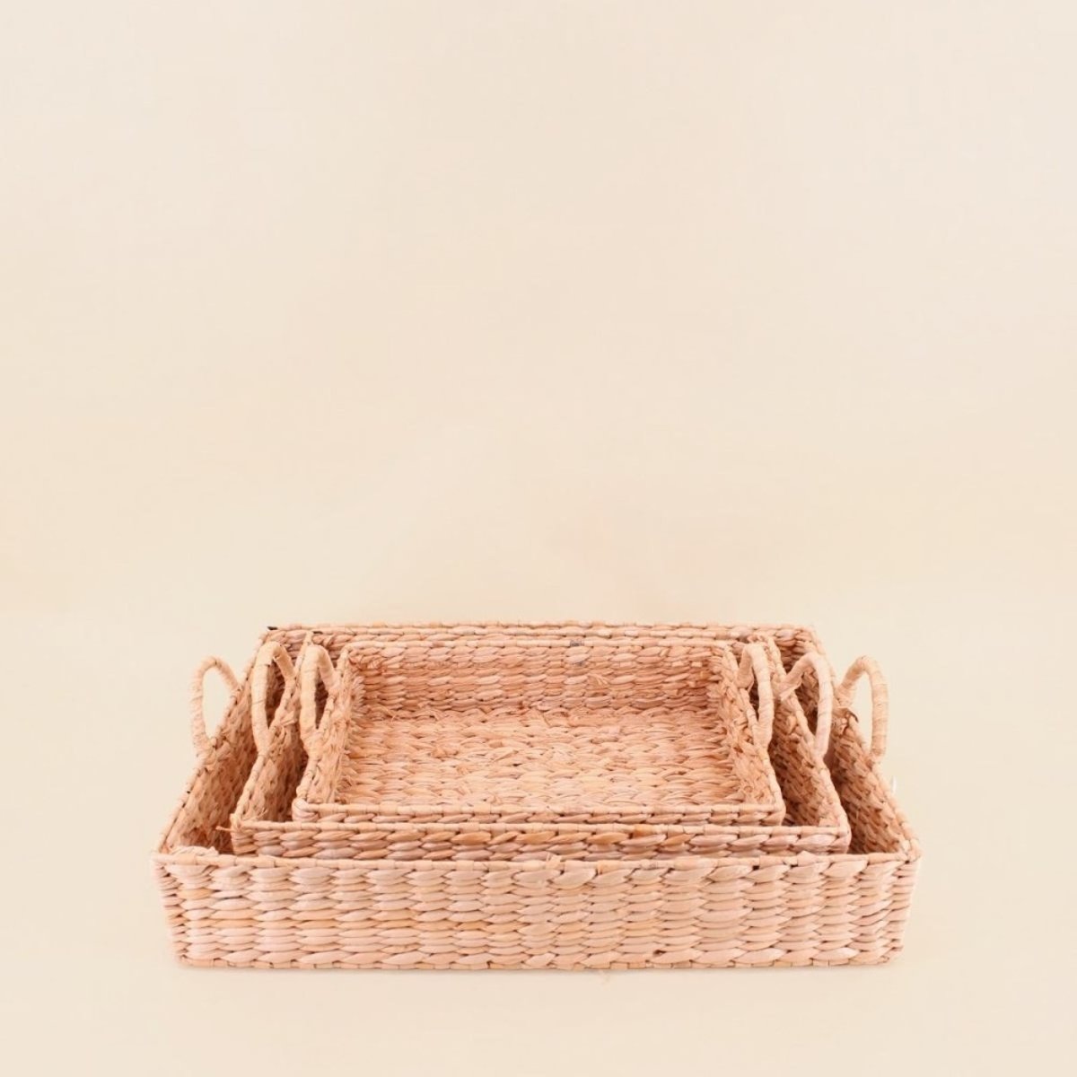 Set de 3 plateaux avec poignées en fibres naturelles naturel, ORNAMI