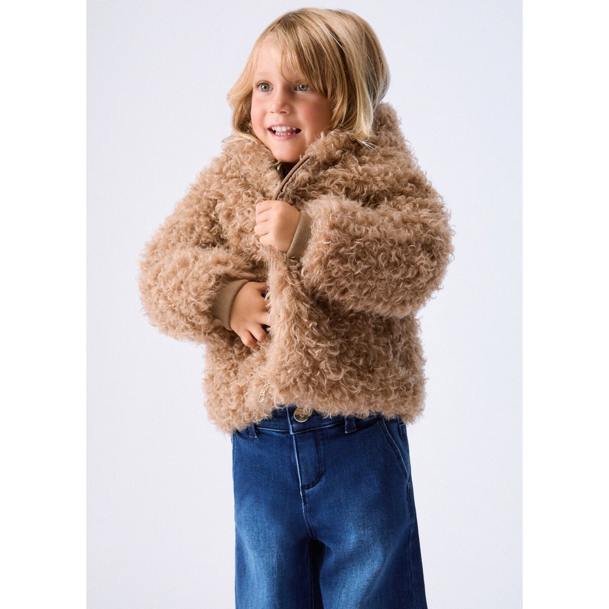 Manteau en teddy avec capuche beige, LIU JO