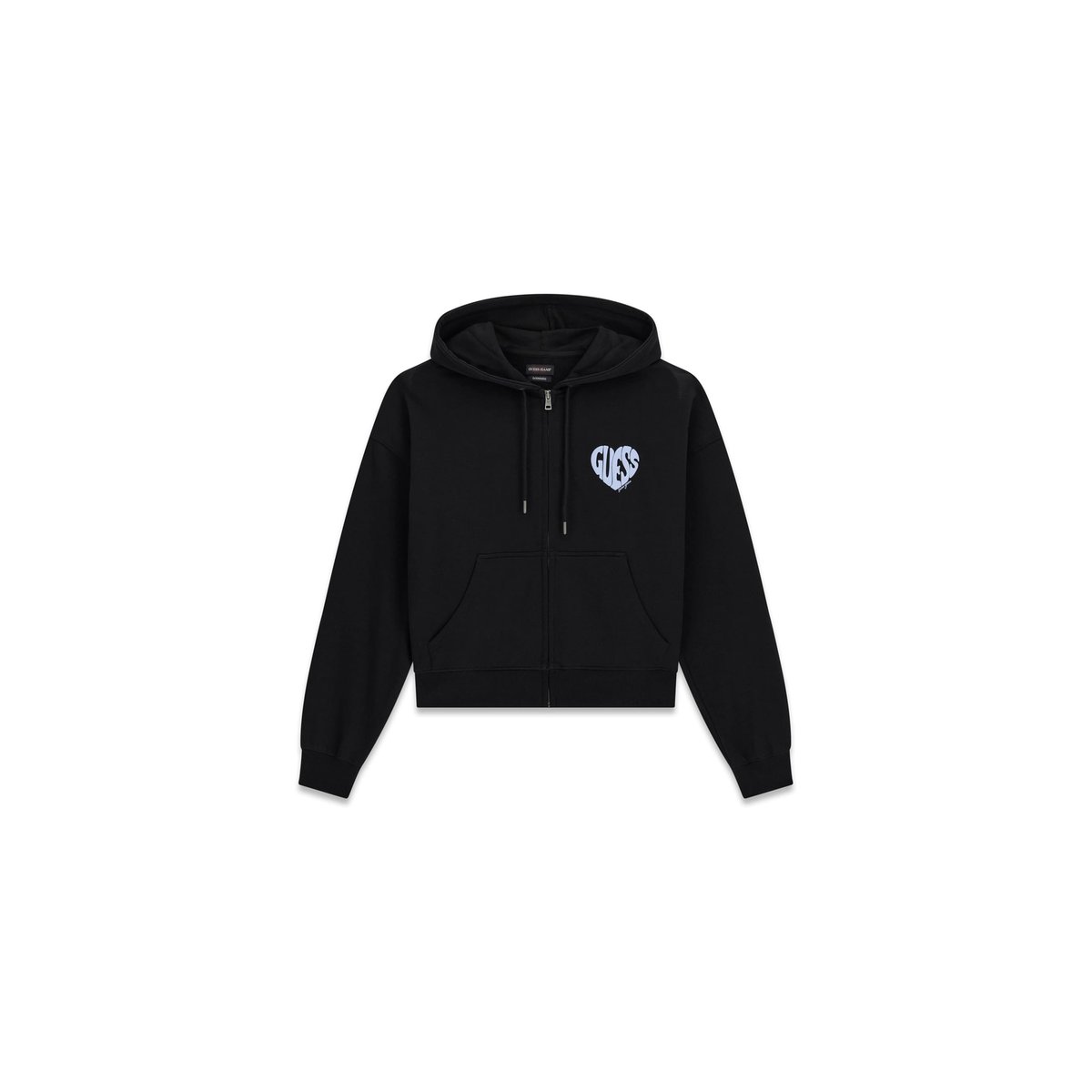 Sweat À Capuche Imprimé À Fermeture Éclair Intégrale noir, GUESS JEANS