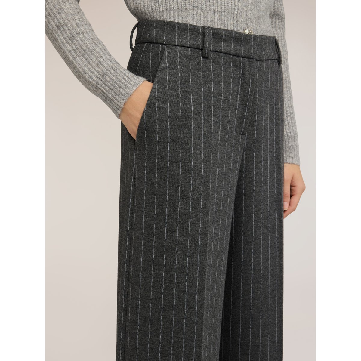 Pantalon palazzo à rayures gris, MOTIVI