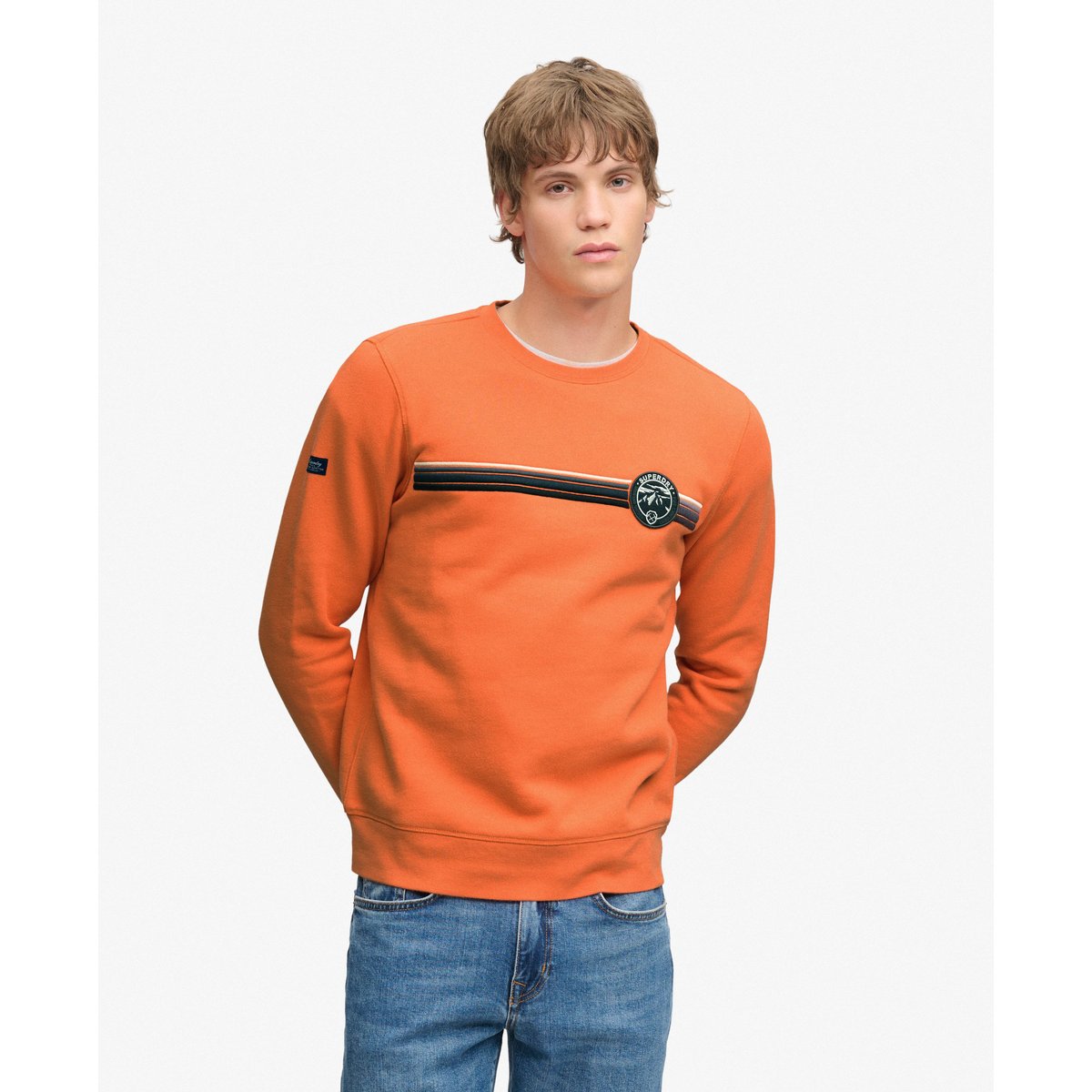 Sweat Outdoor Stripe Logo Coupe Décontractée orange rouillé, SUPERDRY