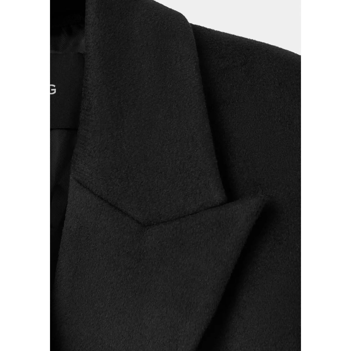 Manteau laine mélangée croisé noir, MANGO