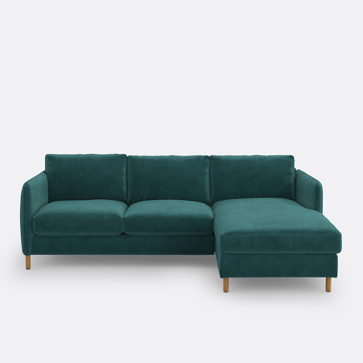 Canapé d'angle droit, convertible, 4 places, en velours, LOMÉO emeraude, LA REDOUTE INTERIEURS