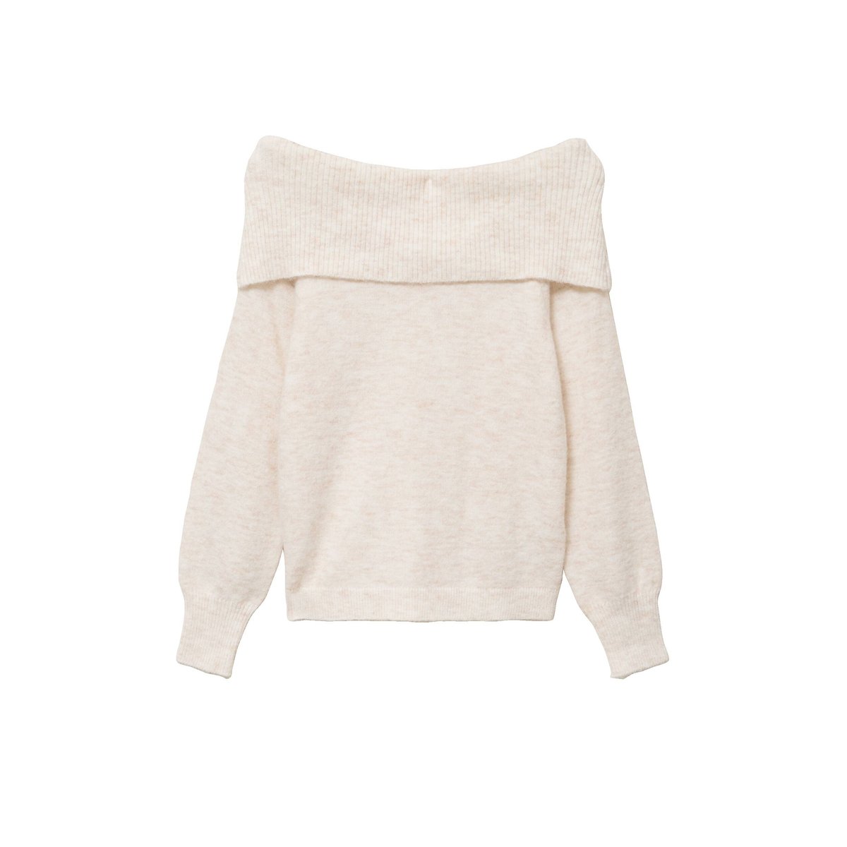 Pull droit manches longues bardot ecru, BONOBO