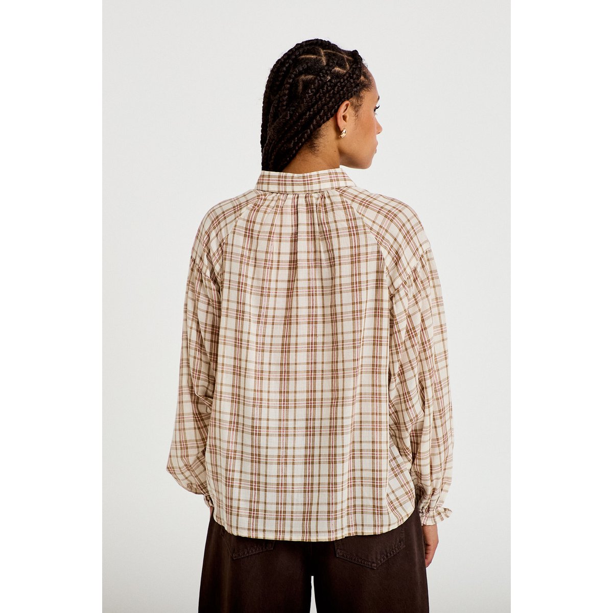 Chemise coupe ample manches longues marron, CACHE CACHE