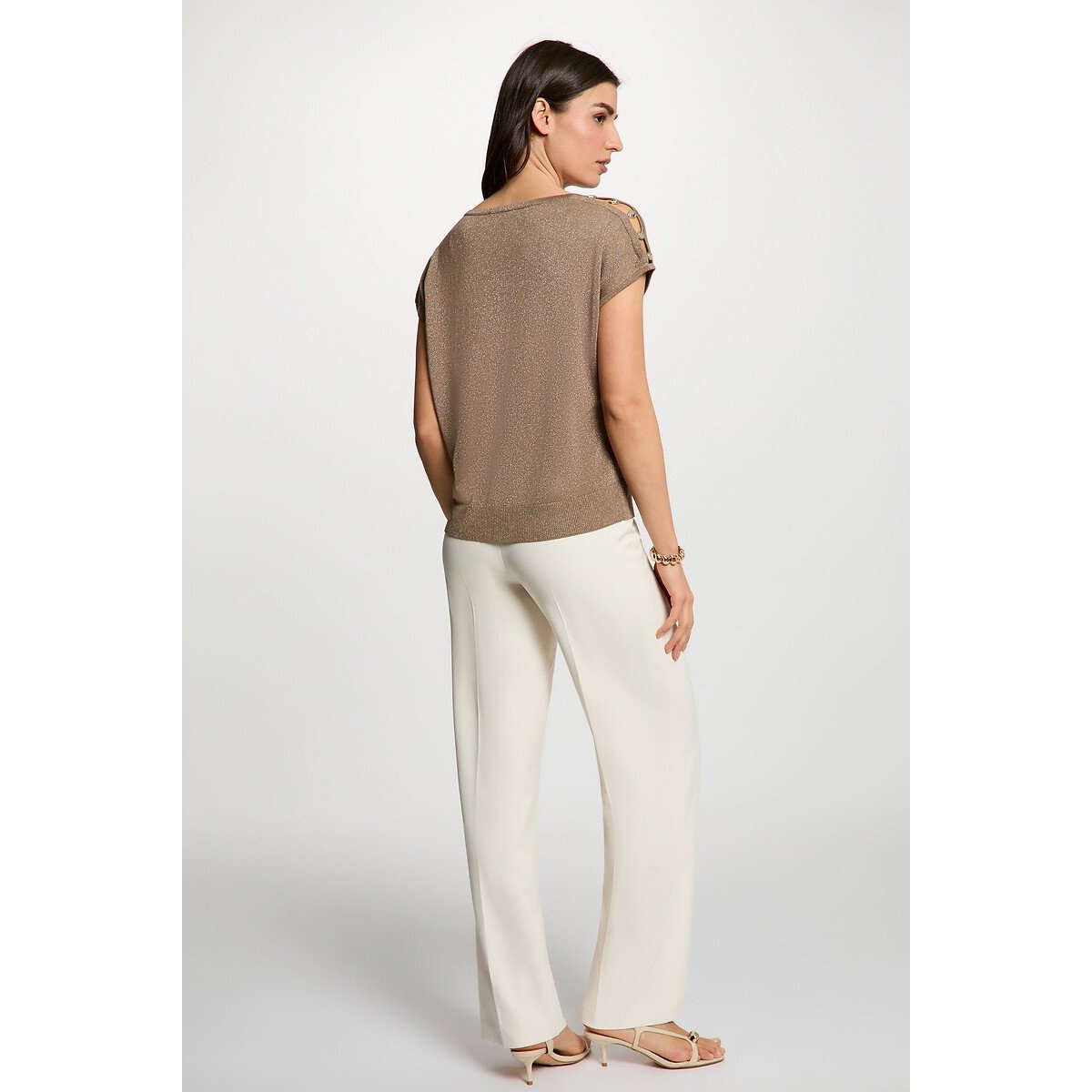 Oversized V-Neck Jumper beige, MORGAN
