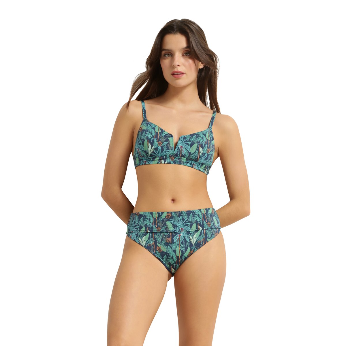 Haut de maillot de bain paddé sans armatures Tropical vert, DIM