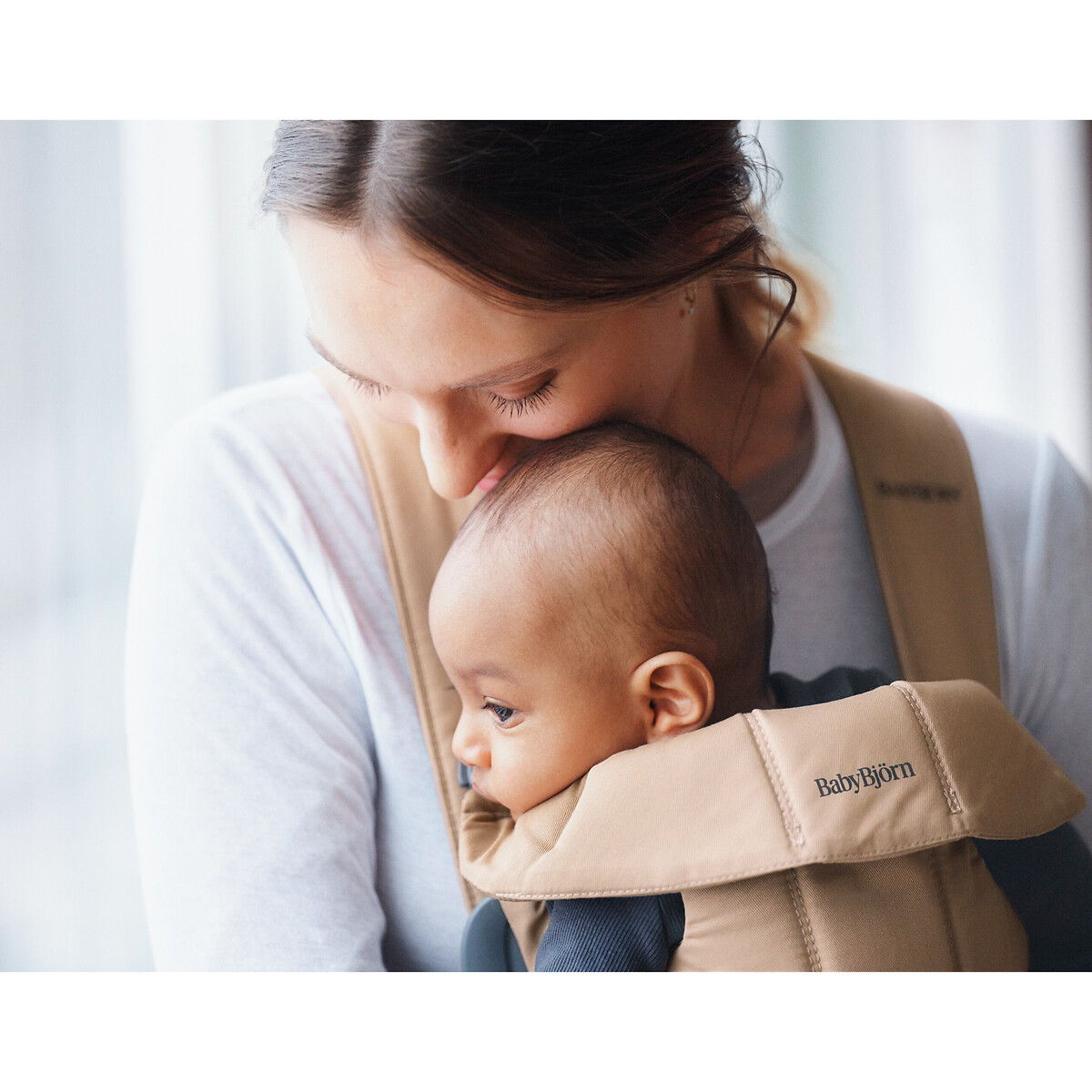 Draagzak mini geweven beige   , BABYBJORN