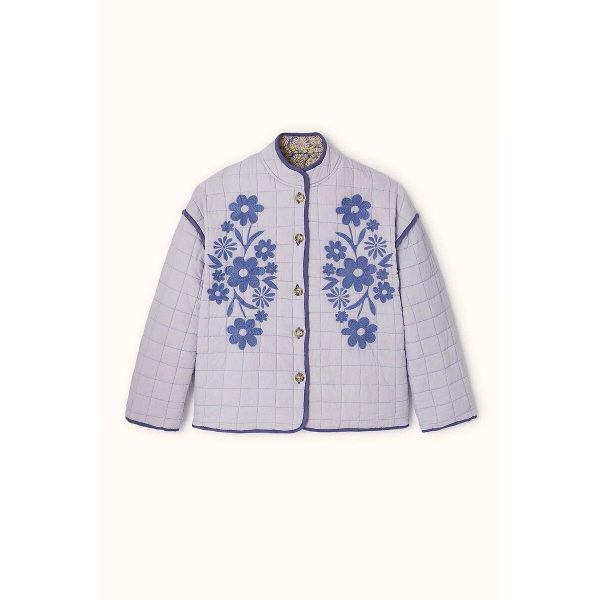 Giacca trapuntata reversibile, VANITA stampa floreale blu, APACHES COLLECTIONS