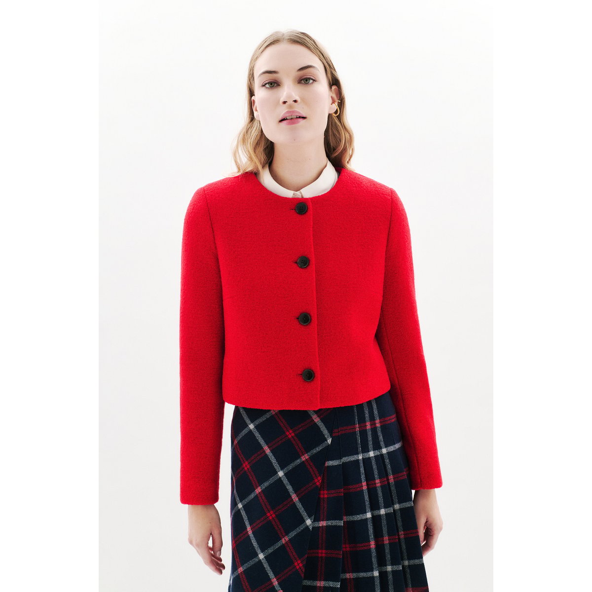 Veste cropped laine VALMONTLAINE rouge, CAROLL