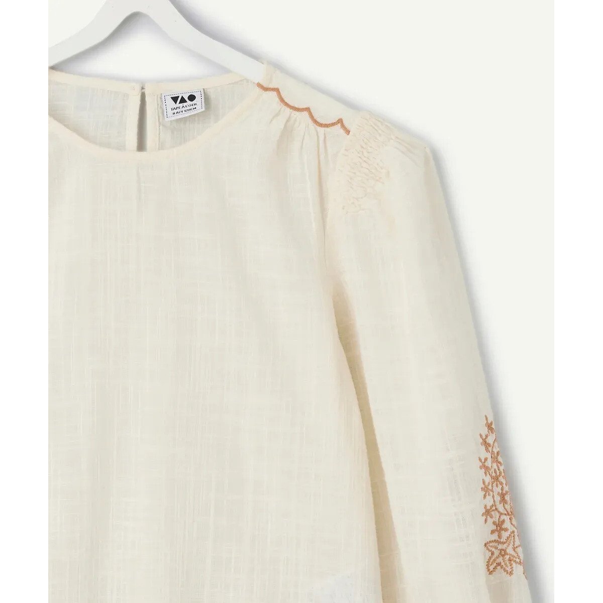Blouse manches longues avec broderie blanc, TAPE A L'OEIL