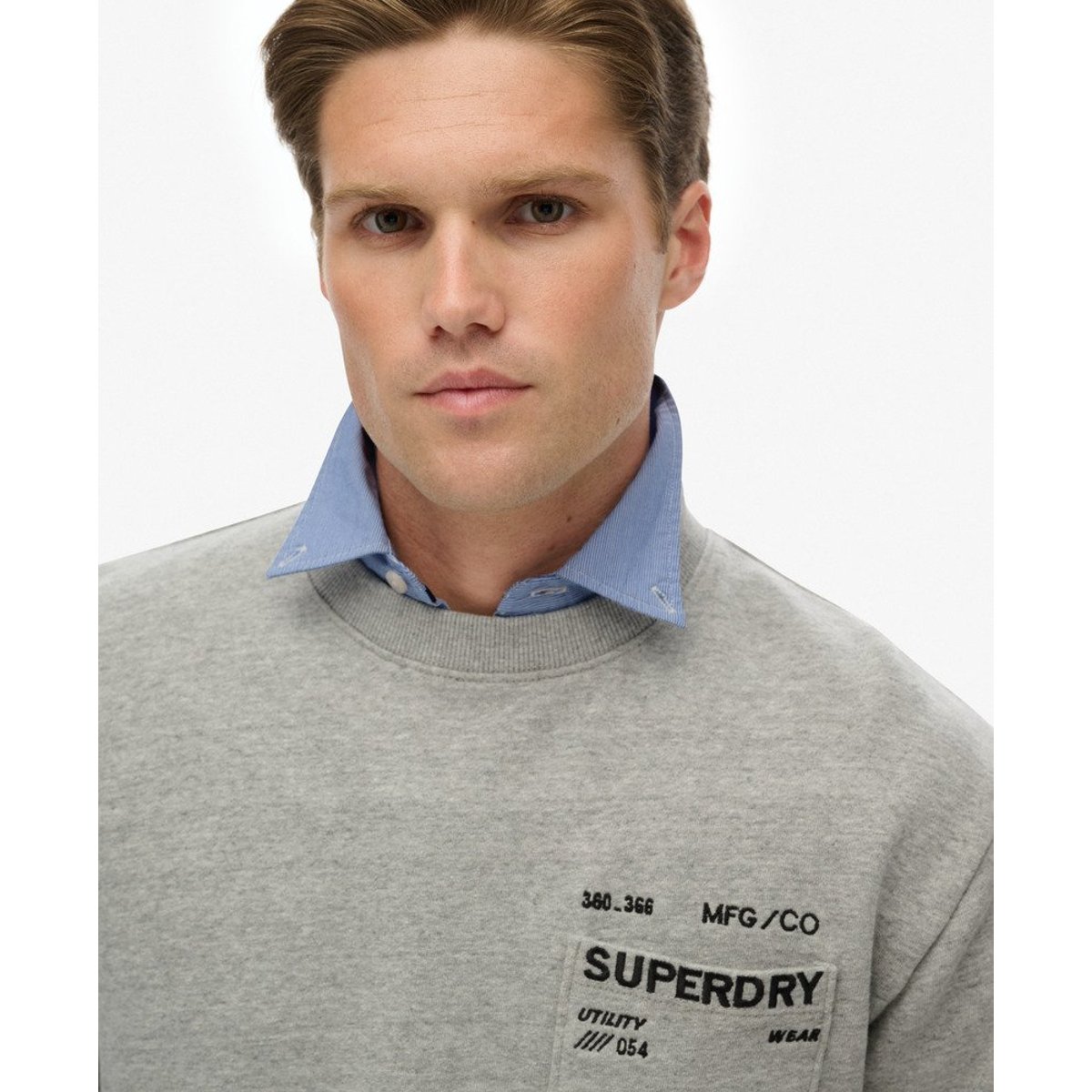 Sweat ample Utility gris athlétique chiné, SUPERDRY