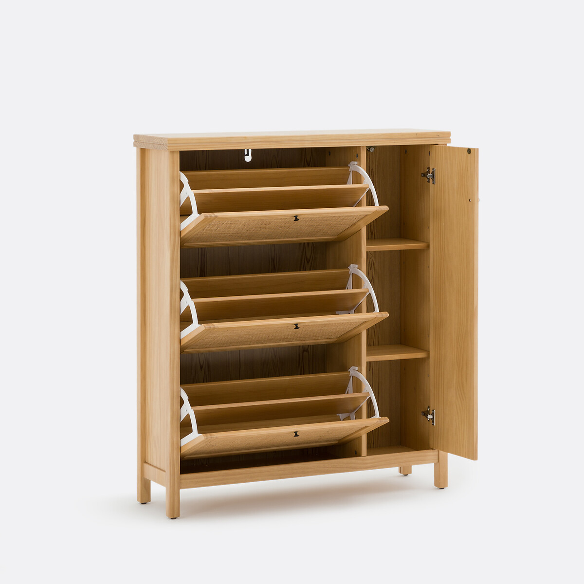 Sapateira, pinho maciço e cana de rattan, Gabin natural, LA REDOUTE INTERIEURS