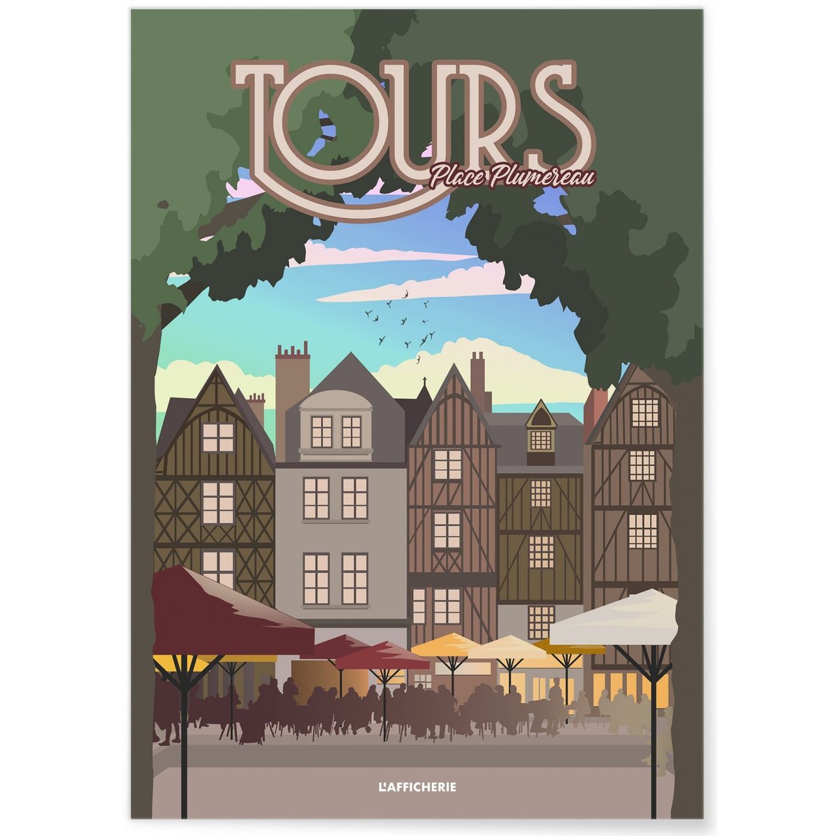 Affiche ville Tours : Place Plumereau blanc, L'AFFICHERIE