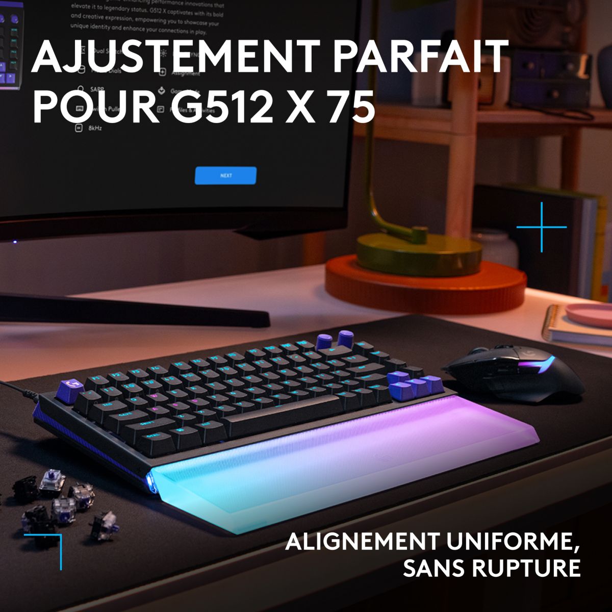 Repose-poignet G512 X PALM REST 75 couleur unique, LOGITECH