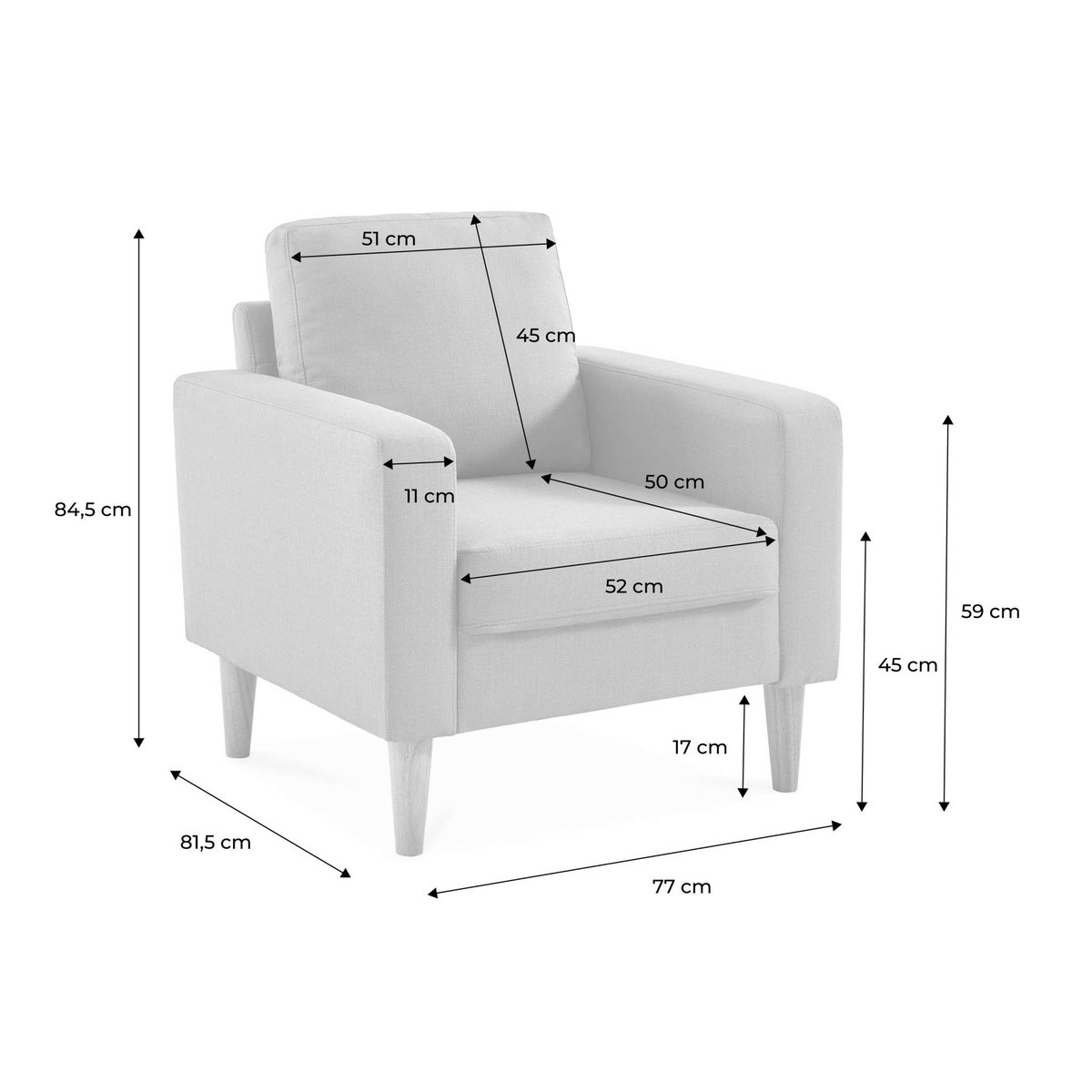 Fauteuil scandinave bois d'eucalyptus bouclette BJORN crème, SWEEEK