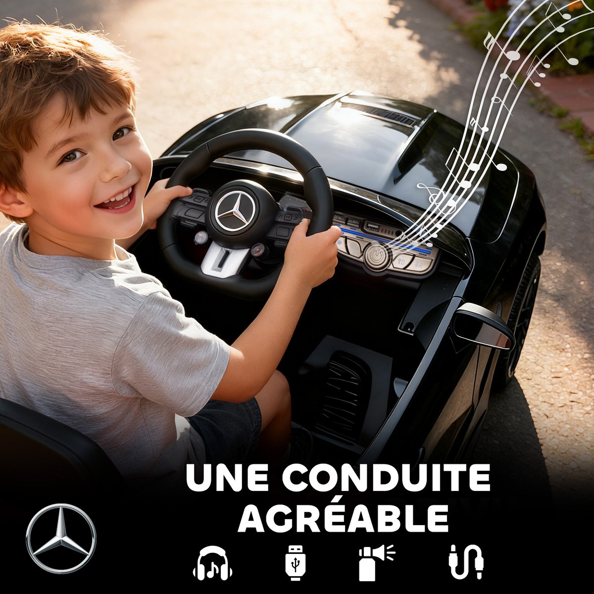 Voiture électrique à conducteur assis PP Noir noir, AIYAPLAY