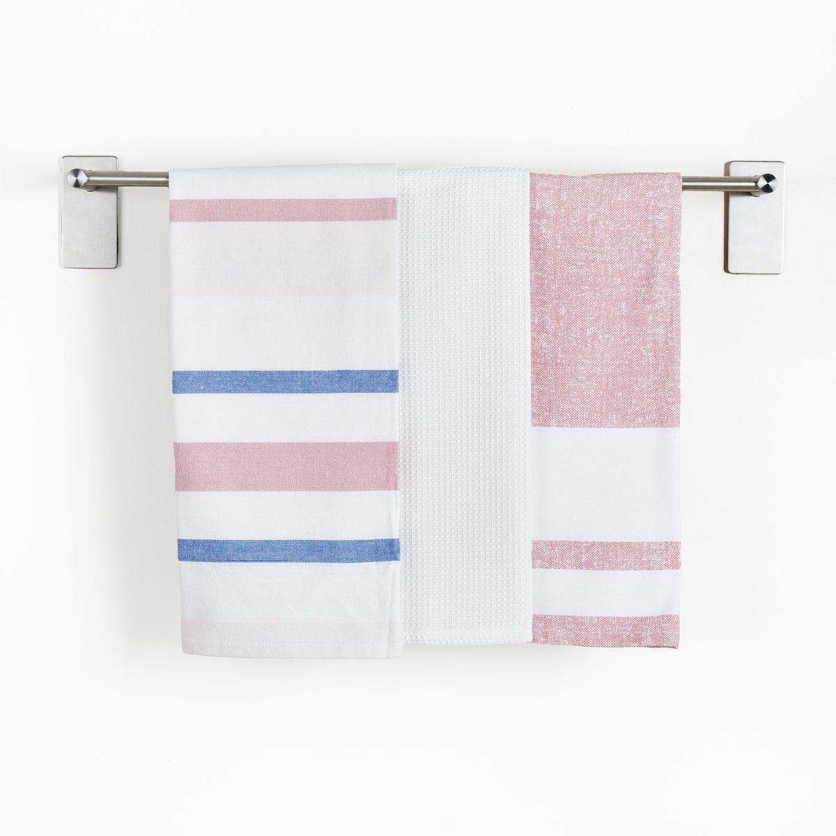 Set de 3 Torchons Rayés - 100% coton rose, TRADITION DES VOSGES