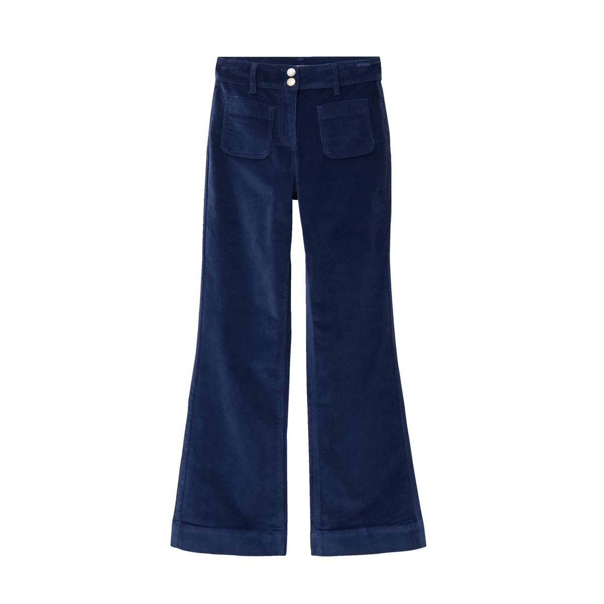 Pantalon bootcut taille haute velours bleu marine, CACHE CACHE