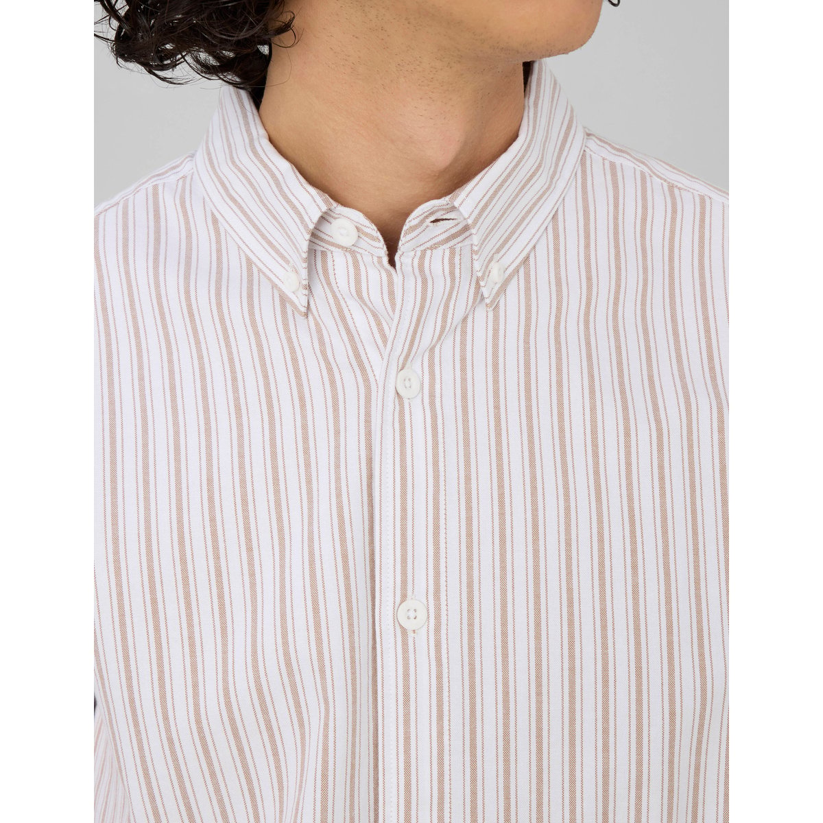 Chemise oxford rayée camel, BZB