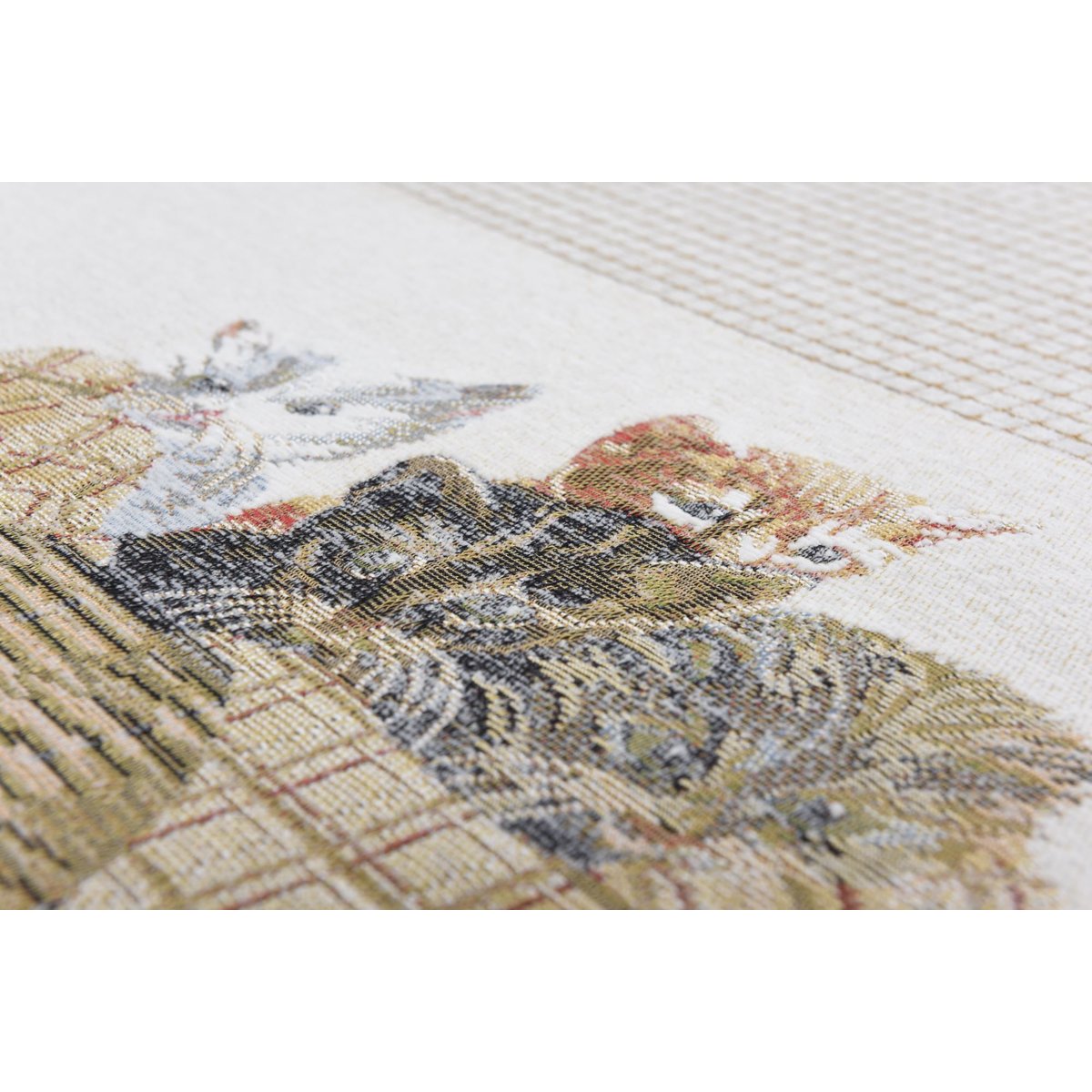 Tapis plat tissé avec motif chat - FLOMI beige, THEKO