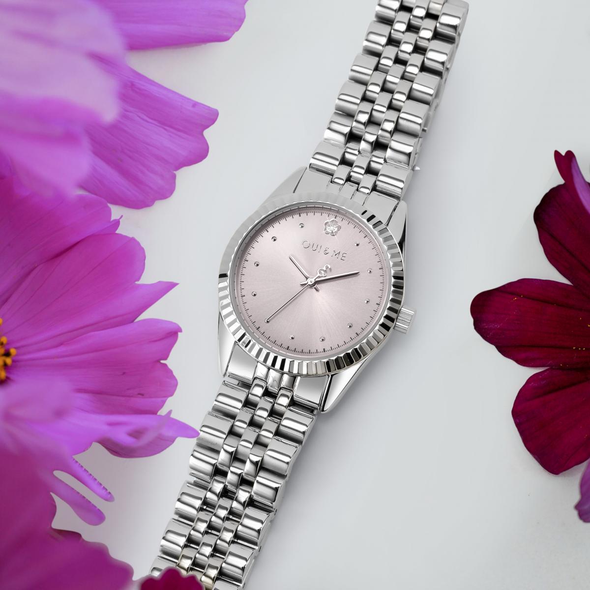 Montre Analogique En Acier Coquette argent - lilas, OUI & ME